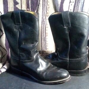 Justin Boots Men's Black Leather Western Cowboy Boots